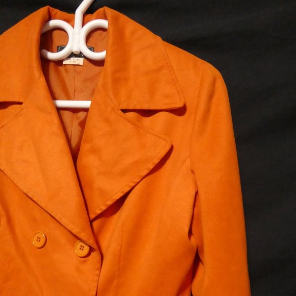INFLUENCE DE NAF NAF | GWI 11 BL T 38 | Gorgeous Orange Pea Coat | NWOT - Picture 6 of 16
